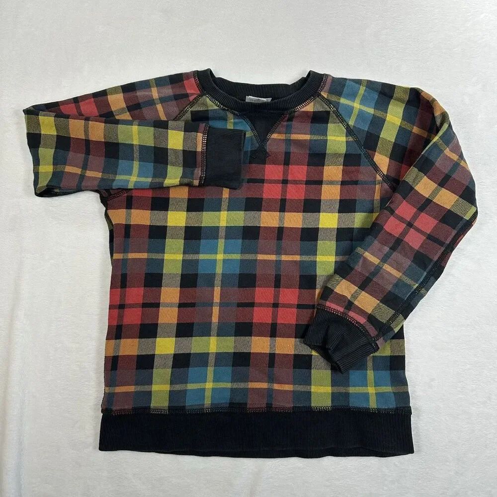 Hanna‎ Andersson Girls Plaid Sweatshirt Size 10 140cm Crewneck Pullover
